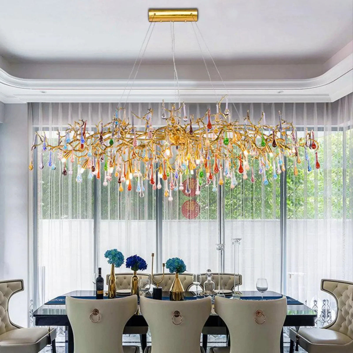 Lara Colorful Crystal Dining Branch Chandelier