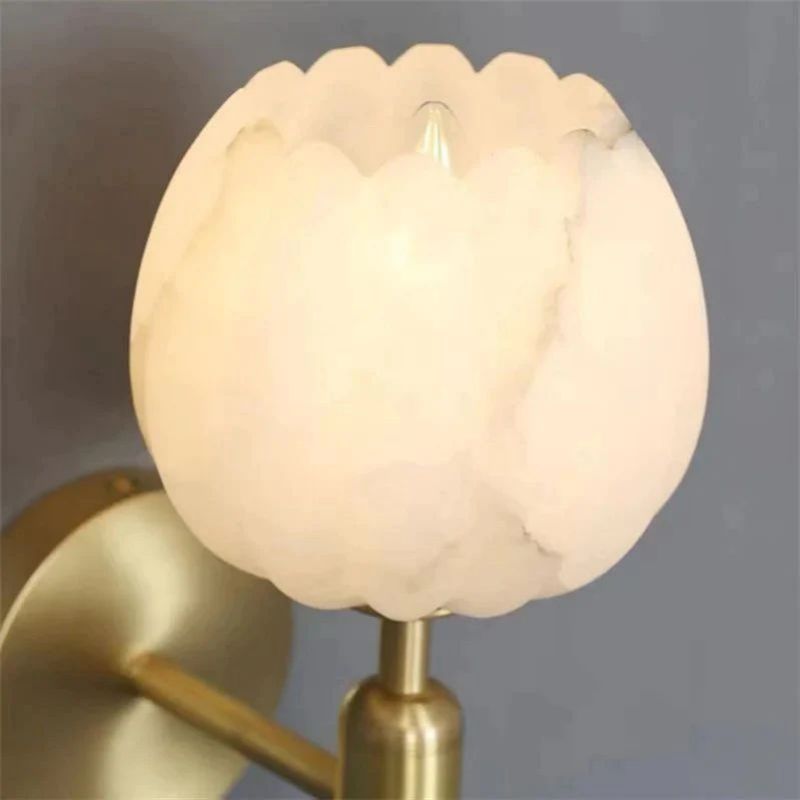 Luminous Tulip Alabaster Wall Sconce For Bedroom