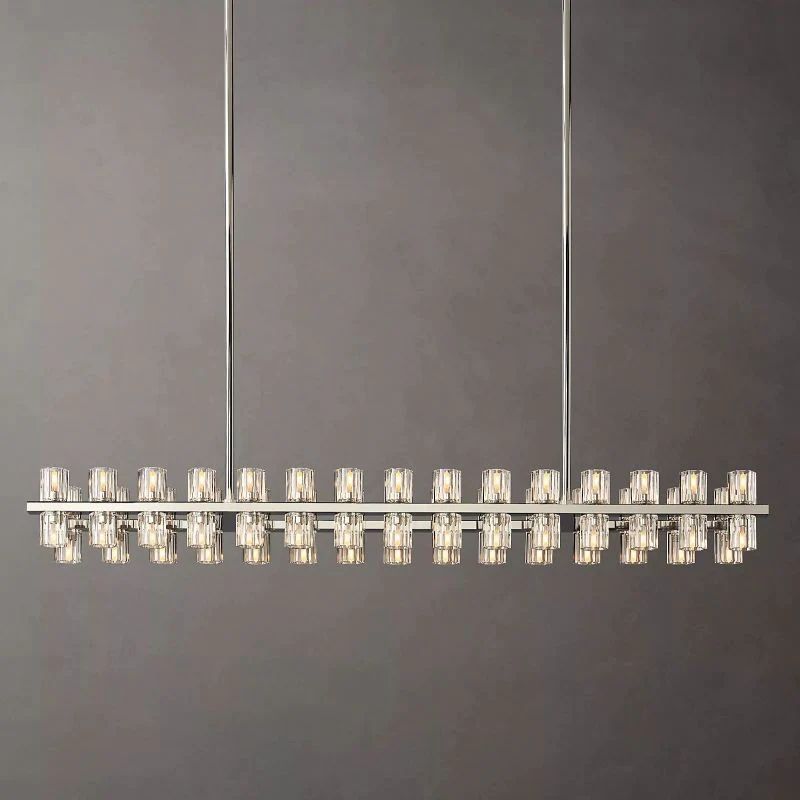 Wine-Glass Rectangular Chandelier, Modern Luxury Crystal Ceiling Light 54" | Homevator