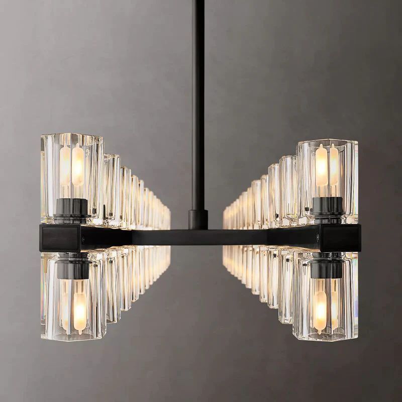 Wine-Glass Rectangular Chandelier, Modern Luxury Crystal Ceiling Light 54" | Homevator