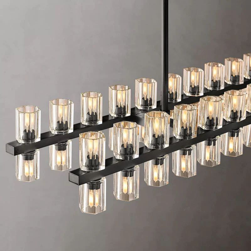 Wine-Glass Rectangular Chandelier, Modern Luxury Crystal Ceiling Light 54" | Homevator