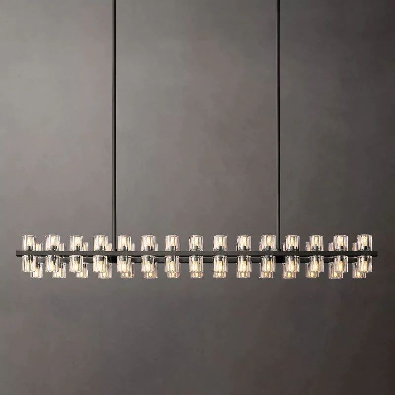 Wine-Glass Rectangular Chandelier, Modern Luxury Crystal Ceiling Light 54" | Homevator