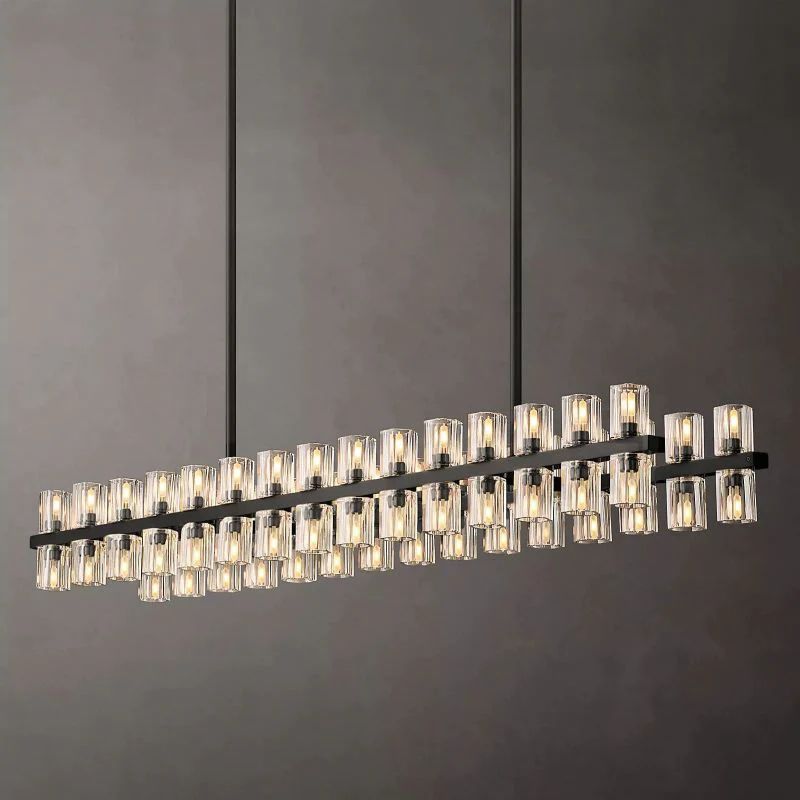 Wine-Glass Rectangular Chandelier, Modern Luxury Crystal Ceiling Light 54" | Homevator