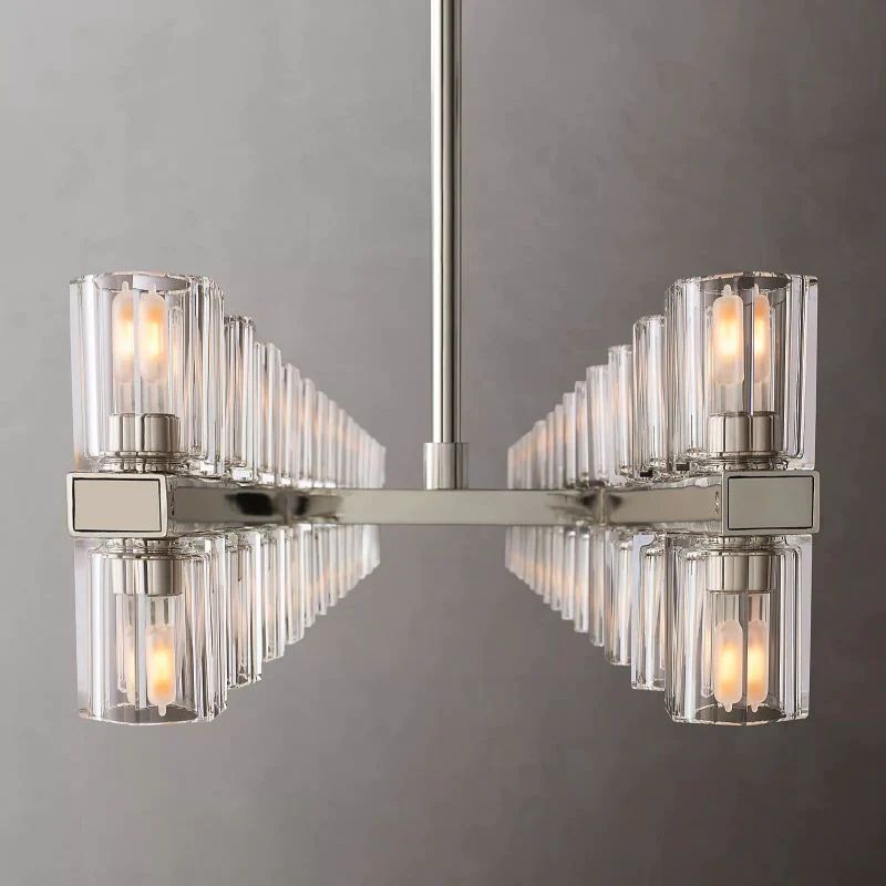 Wine-Glass Rectangular Chandelier, Modern Luxury Crystal Ceiling Light 54" | Homevator