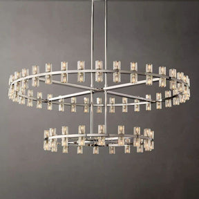 Wine-Glass 2-Tier Modern Round Crystal Chandelier for Living Room 60" | Homevator