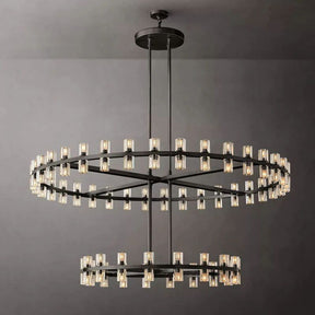 Wine-Glass 2-Tier Modern Round Crystal Chandelier for Living Room 60" | Homevator