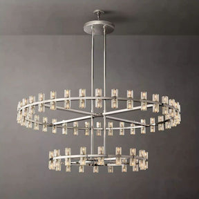 Wine-Glass 2-Tier Modern Round Crystal Chandelier for Living Room 60" | Homevator