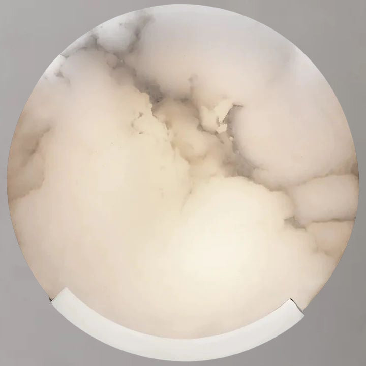 Natural Alabaster Round Wall Sconce